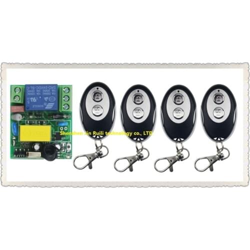 New AC220V 1CH RF Wireless Mini Switch Relay Receiver + 4pcs ellipse shape Transmitters for Appliances Gate Garage Door JRL4233