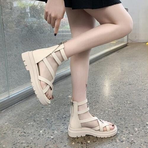 Summer New Style Sandals for Female Students with Soft Bottom Non-slip Increased Roman Shoes Fashion Casual Flat Beach Sandals
