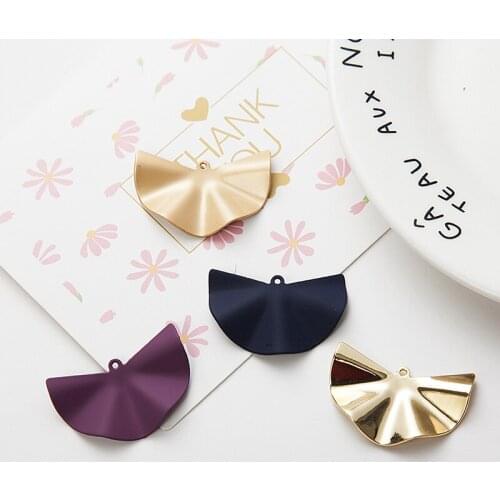 SEA MEW 20 PCS 38*25mm DIY Earrings Accessories Metal Alloy Fan shaped Pendant Connectors For Jewelry Making