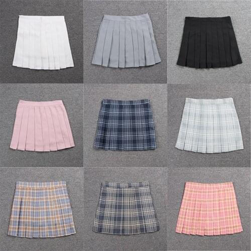 School Dresses For Girl Sailor Suit Plaid Pleated Skirt Jk Uniform Cosplay Japanese Anime Middle School Costume Mini Short Skirt