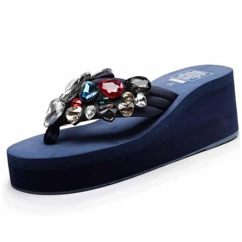2021 Womens Slippers Summer Beach Casual Shoes Girls Crystal Wedges Slipper Fashion slides womens