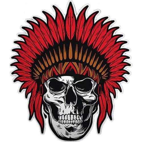 S41105# Various Sizes Funny Self-Adhesive Decal Indian Chief Skull Car Sticker Waterproof Auto Decors on Bumper Rear Window