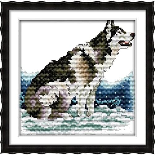 Wolfhound dog cross stitch kit DMC color cotton thread 14ct 11ct count print canvas stitches embroidery DIY handmade needlework
