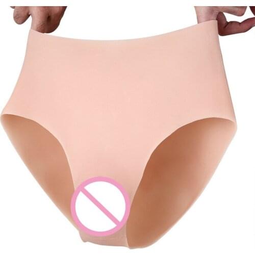 NEW Transgender Crossdresser Men Briefs Underwear Fake Vaginal Triangle Rich Buttock Pants Disguised Silicon Hidden Protection