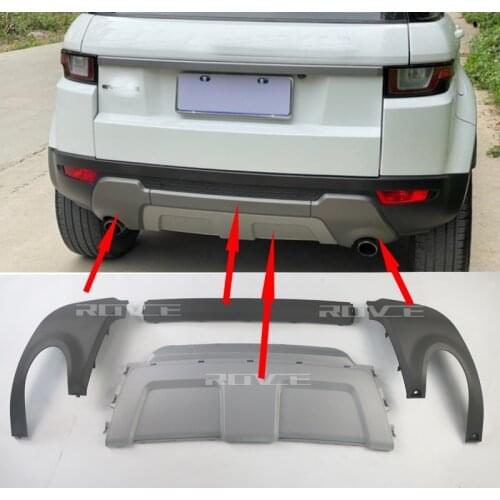 ROVCE Rear Bumper Insert Exhaust Tube Cover For Range Rover Evoque Base Model 4 PCS Set 2012-2019
