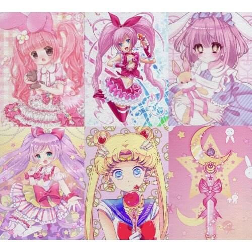 Japanese Beautiful Girl Lychee Pattern Printed Artificial Leather DIY Photo Custom Decoration 22X30cm A4