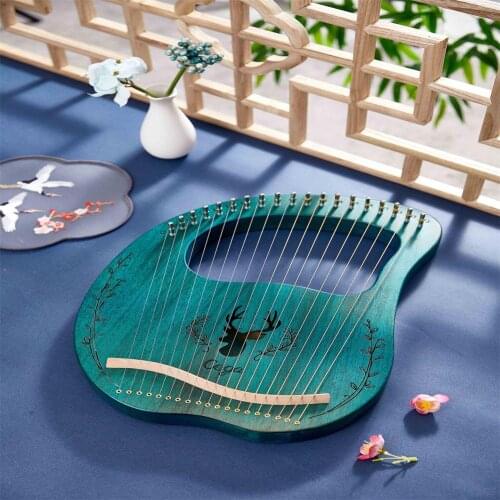 1 Set Mahogany 19-tone Portable Reindeer Pattern Lyre Harp Musical Instruments Accessories Parts