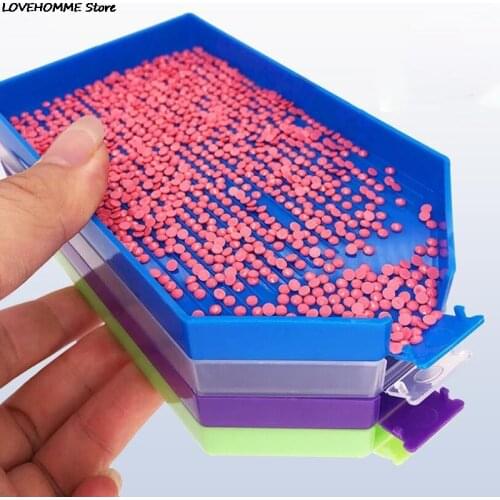 1PC Large Capacity Handwork Square Point Drill Diamond Painting Plastic Tray Plate DIY Embroidery Tools