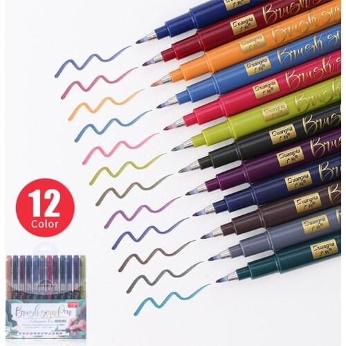 12 Pcs Soft pen point pen Calligraphy Sketch Brush Draw Hand Account Colour Pen