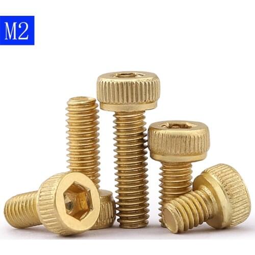 2mm / M2 x 0.4 Solid Brass Allen Bolt Hex Socket Head Cap Screws DIN 912