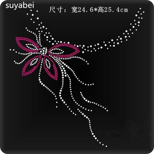 2pc/lot Butterfly neckline patches Rhinestone Iron On Transfer iron on crystal transfers design rhinestone applique hot fix