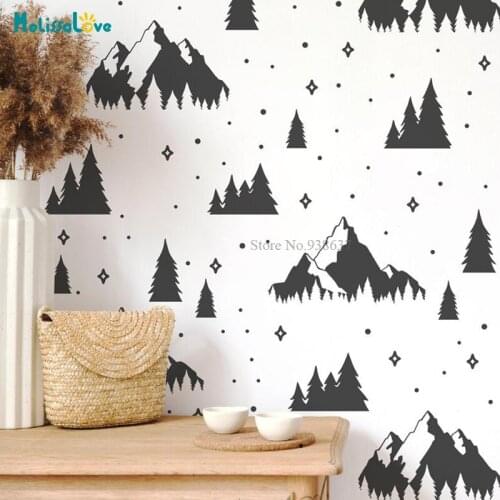 288 pcs/set Modern Mountain Wall Decal Woodland Tree Playroom Baby Room Decor Removable Vinyl Wall Sticker BB699