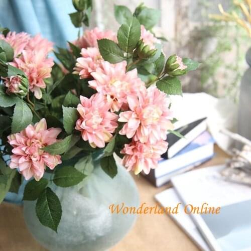 3 head 9Colors Charming and Elegant Dahlia Artificial Flower Bridal Bunny Wedding Bouquet Simulation Flower Ornam DY1-998