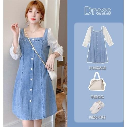 3150# Nursing Maternity Clothing Loose Stylish Denim Dress for Pregnant Women Pregnancy Nursing Dress
