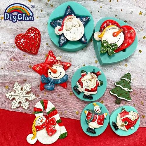 3D Christmas silicone fondant chocolate molds for cake decoration Santa Claus sugar craft cupcake xmas tree snow baking tools