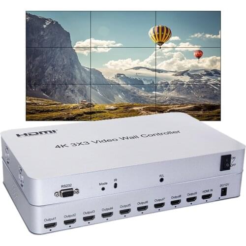 4K 3x3 Multi Screen Stitching Processor Video Wall Controller 3x2 2x2 1x3 2x3 4x2 2x4 3x4 4x4 9 Channel HDMI Big Screen Splicer