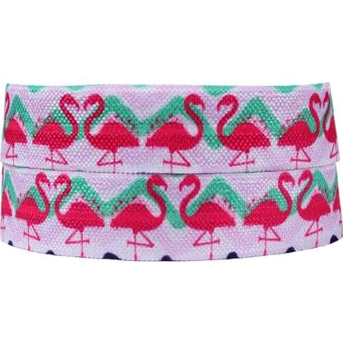 50 yards/lot) Flora Ribbons heat transfer printed foe elastic ribbon in beautiful flamingo patterns