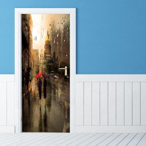 77x200cm Creative Scene View Glass Water Door Stickers DIY Mural Bedroom PVC Sticker Drop Oorder Home Decor Poster