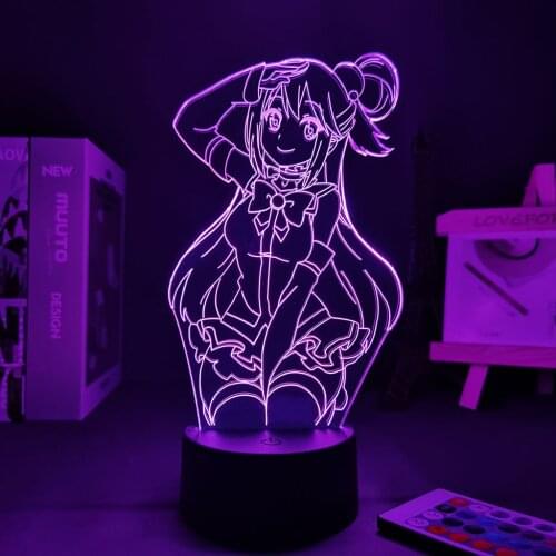 Acrylic 3d Lamp Anime Led Light KonoSuba Aqua for Kids Bedroom Decor Brithday Gift Night Light Manga KonoSuba Room Desk