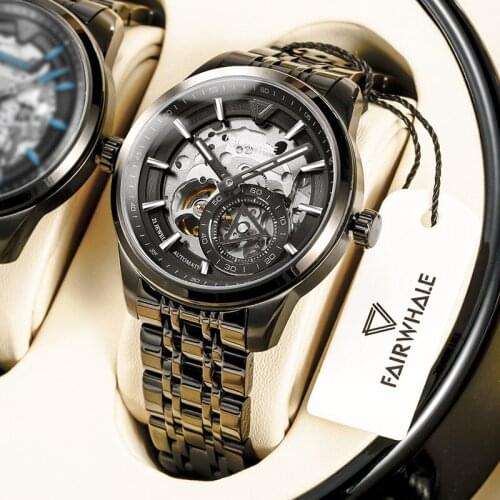 Sport Men Mechanical Wristwatches Stainless Steel Band Automatic Watch For Men Clock With Luminous Pointers Reloj Hombre