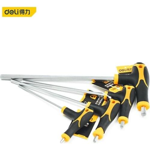 Deli Wrench Long Arm Allen Hex Key Wrench Spanner Cr-V Hexagon T-Type Matte Wrenches Screwdriver Bicycle Repair Hand Tools