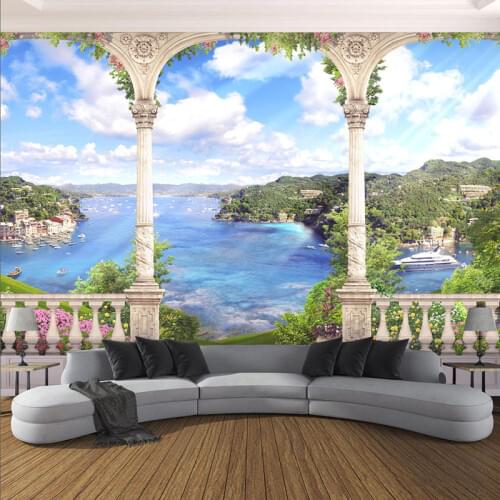 Photo Wallpaper 3D Stereo Rome Column Garden Lake Landscape 3D Background Wall Murals Living Room Bedroom Wall Cloth Wall Papers
