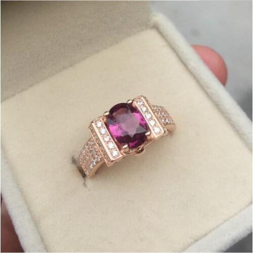 Garnet ring Free shipping Natural real garnet ring 925 sterling silver Fine handworked rings 6*8mm