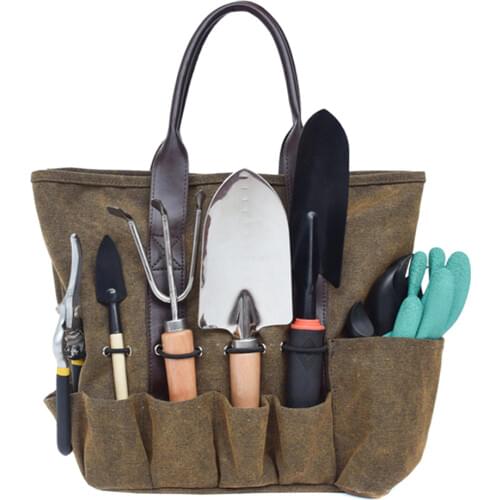 Canvas Garden Tool Tote Bag Electrician Tool Pouch Organizer Storage Bag for Gardening Tools Packaging 38.9x13x29cm TB Sale