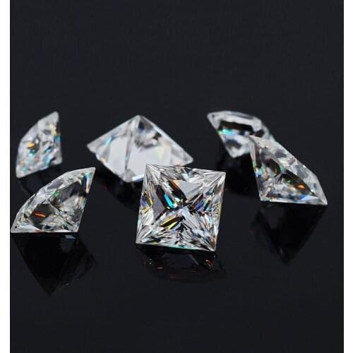 Good Quality 1.5x1.5mm to 12x12mm Square Shape Princess Cut Loose DEF Color White Moissanites Stone Synthetic Gems For Wedding S