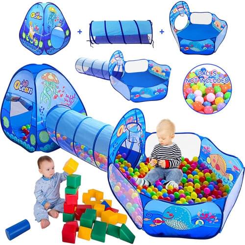 3 In 1 Play Tent Baby Toys Ball Pool for Children Kids Ocean Balls Pool Foldable Kids Play Tent Playpen Tunnel Play House