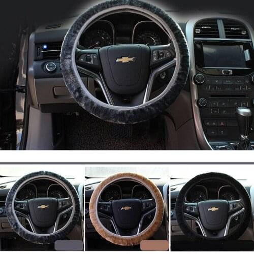 JX-LCLYL Universal Car Auto Black Soft Plush Warm Steering Wheel Cover For Winter