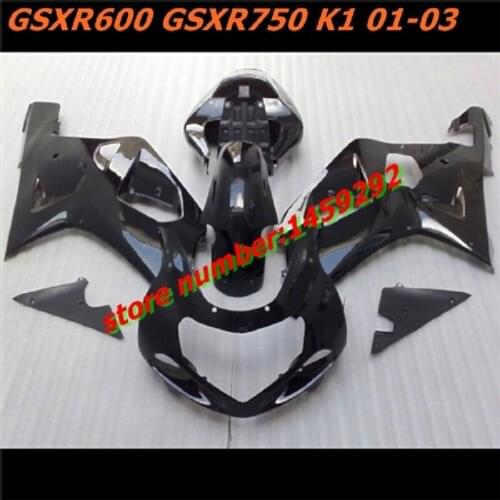 ABS Fairings kit for SUZUKI K1 K2 GSXR600 GSXR750 2001-2003 black motorcycle fairing set GSXR 600 750 01 02 03