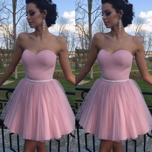Short Mini prom dresses Sweetheart prom dress a-line Crystal Beaded party Gown Cheap Tulle Skirt