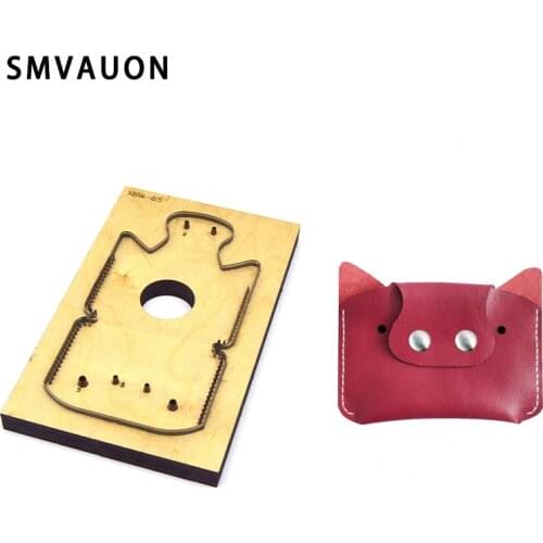 SMVAUON Leather Die Cutter DIY Pig Coin Purse Credit Card Holder Wallet Japan Steel Punch Cut Mold Wood Die For Leather Craft