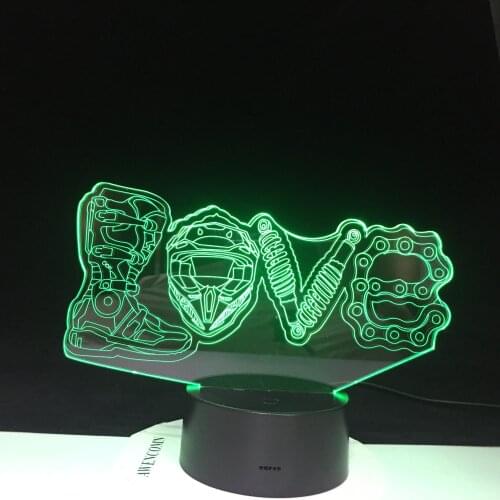 Creative 3D Night Lights LED Mechanical Love Modelling 7 Colors Changing Luminaria Table Lamp Home Decor Fans Gifts
