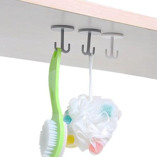 Kitchen Bathroom Free Punching Hook Vertical Strong Adhesive Stickers Wall Hanging Load-Bearing Suction Cup Kitchen Hook