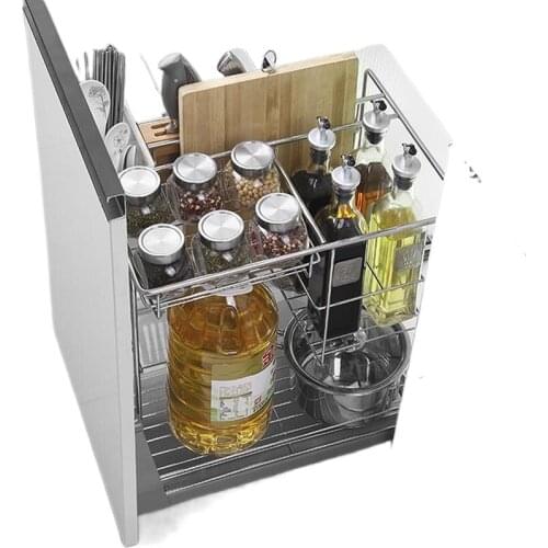 Mutfak Keuken Alacena Organizer Organizador Stainless Steel Cuisine Cocina Rack Kitchen Cabinet Cestas Para Organizar Basket