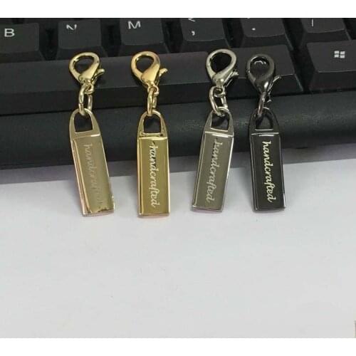 10-50 pieces,4 colors 50X9mm handcrafted zip pull slider with small clip for sewing purse handbag metal zip puller