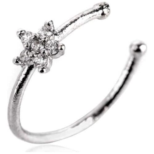 Fashion and popular synthetic zircon nose ring shiny crystal star shaped nonperforated nose ring