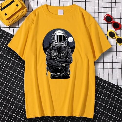 Crewneck Fashion Man Tshirt Oversized Brand T Shirts Punk Cool Motorcyclist Prints Clothes Short Sleeve Breathable Tshirts Male