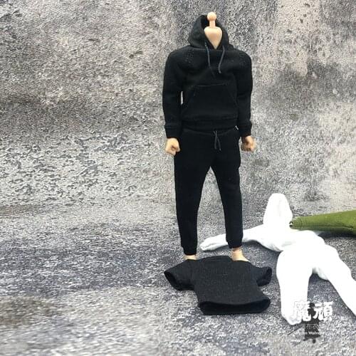 In Stock 1/12 Male Clothes Sports Hoodie Slacks Short Sleeves T-shirt Suits for 6inch Action Figure Body