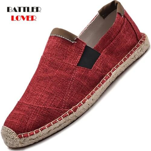 Mens Shoes Breathable Canvas Casual Shoes Male Chinese Fashion Soft Slip On Espadrilles For Men Loafers Straw
