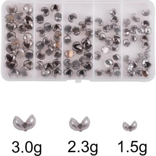 100 Pcs/box 1.5g 2.3g 3.0g Fishing Lead Sinker Split Shot Oval Casting rigs Lead Weights Sinkers Set for fishing tackle