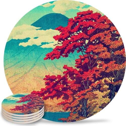 The New Year In Hisseii Placemats for Table Kitchen Coffee Table Decor Accessories Ceramic Coasters