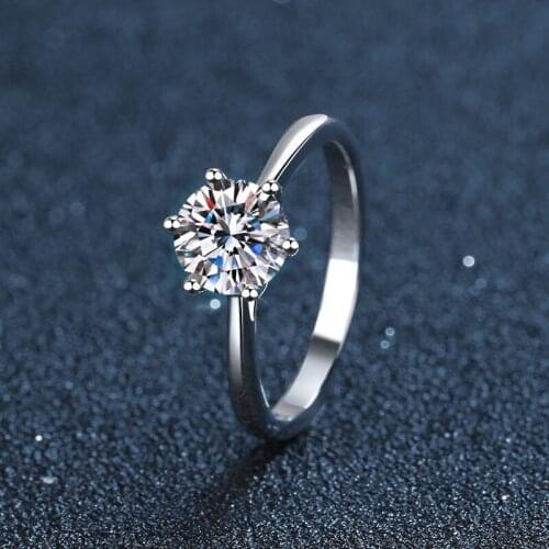 White Gold Plated Moissanite Ring Real 1 Carat D Color Moissanite Wedding Rings For Women Diamond Wedding Jewelry For Bride