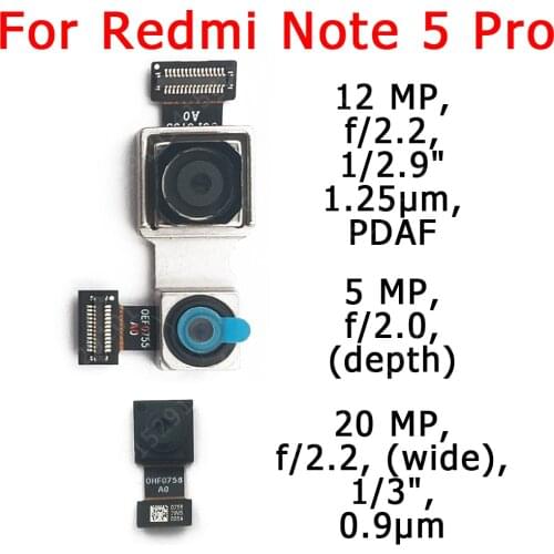 Original Front Rear Back Camera For Xiaomi Redmi Note 5 Pro Main Facing Camera Module Flex Cable Replacement Spare Parts