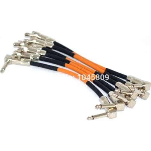 6 X Guitar Effect Pedal Patch Cable with 1/4" 6.35mm Right Angle Plug, 21CM/ 0.7 FT length