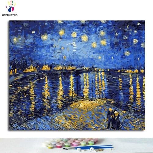 Framed Landscape Picture DIY Digital Painting Modern Wall Artist Home Decorative Art Canvas