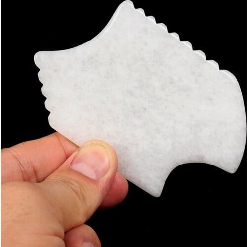 White Jade Sawtooth Face Care Gua Sha Tool Natural Crystal Stone Mineral Skin Massager Health Massage Scraper Beauty Products