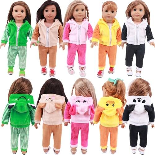 Fashion New Pattern Popular Animal Plush Hooded Pajamas Fit 18 Inch American&43cm Baby New Born Doll Clothes Accessories